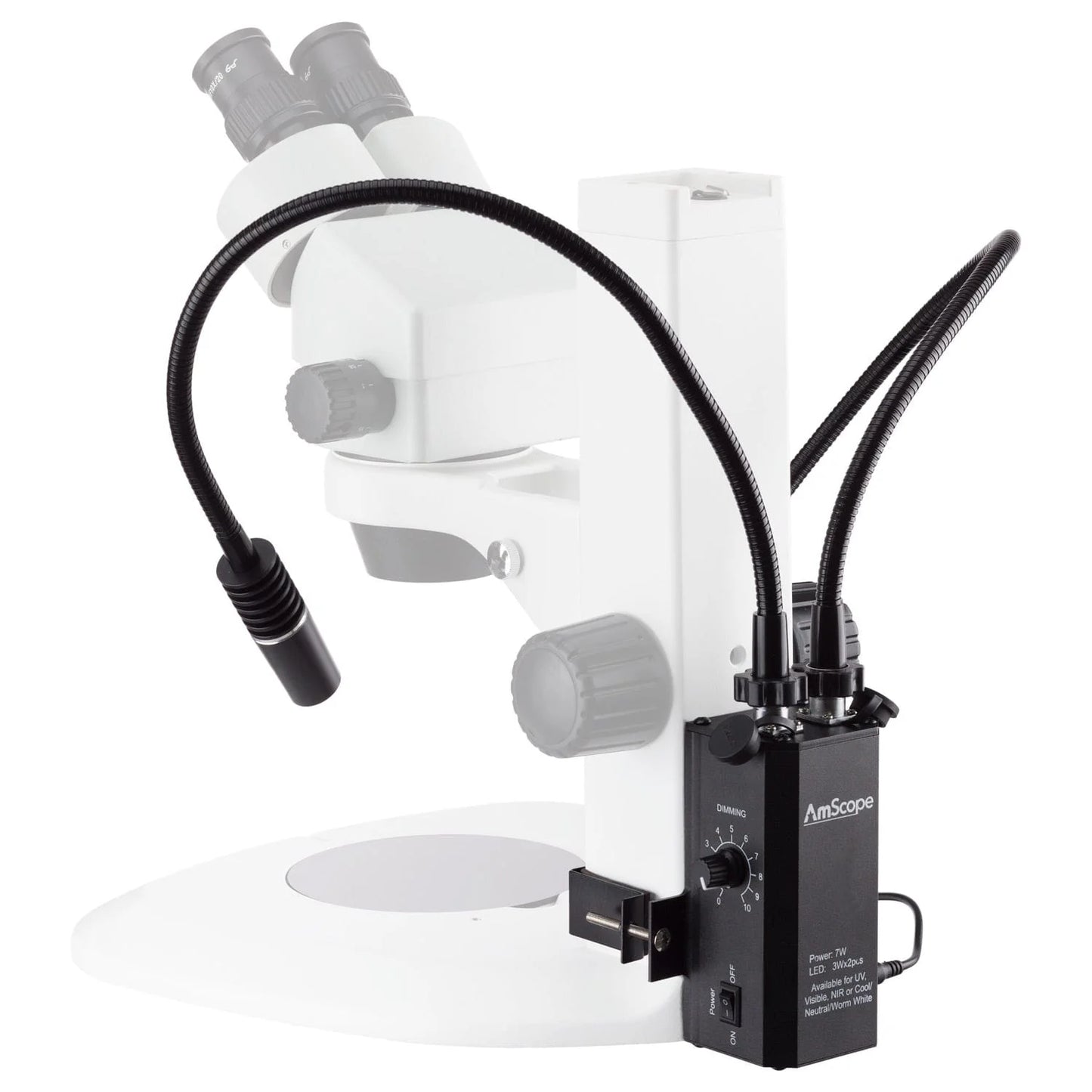 AmScope 6 Watt LED Dual Gooseneck Piggyback Illuminator