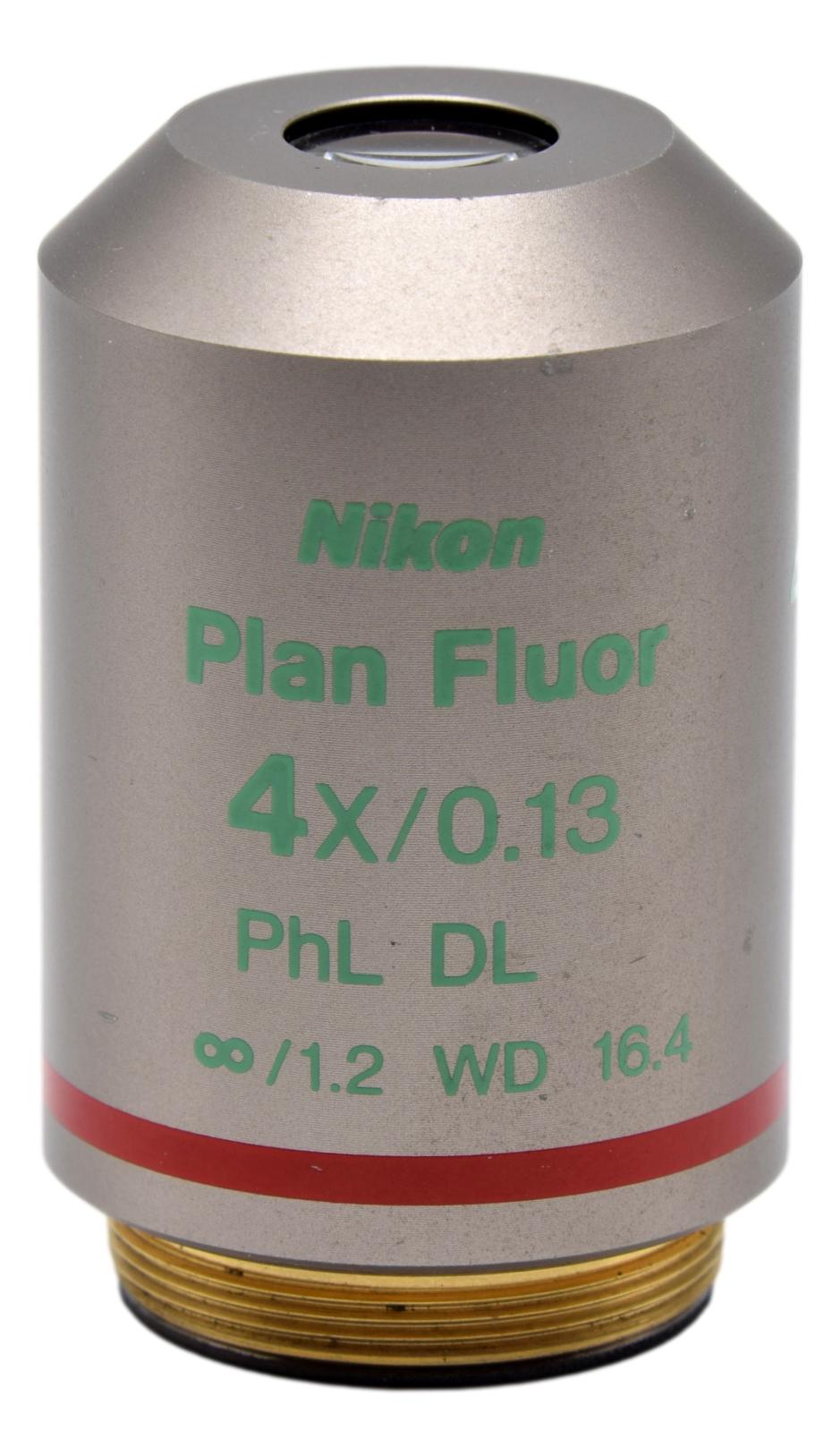 Nikon Plan Fluor 4x PhL DL Phase Contrast Microscope Objective