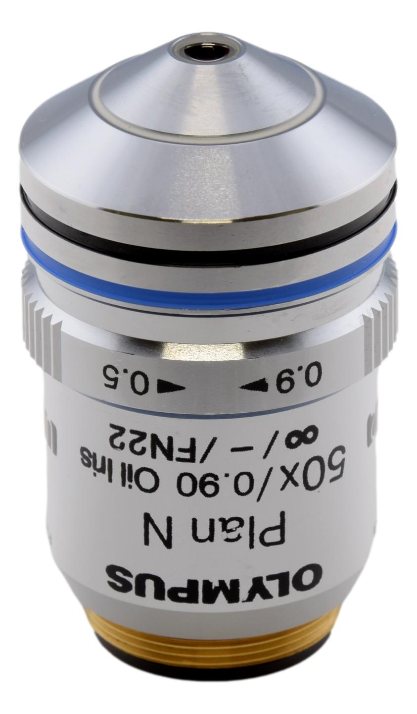 Olympus PLN Plan Achromat 50x Oil Iris Microscope Objective