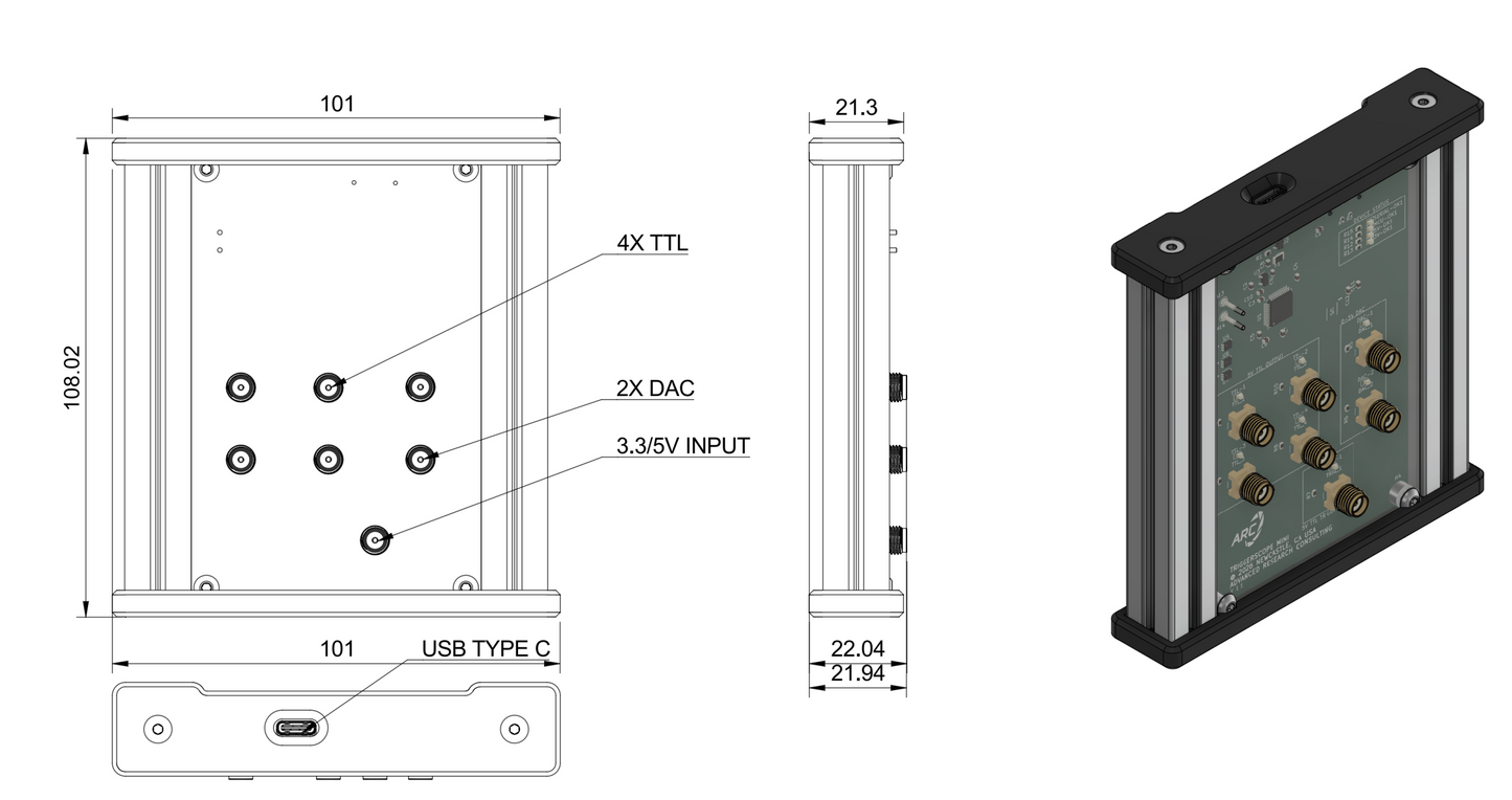 Triggerscope Mini - USB Powered TTL/DAC Controller