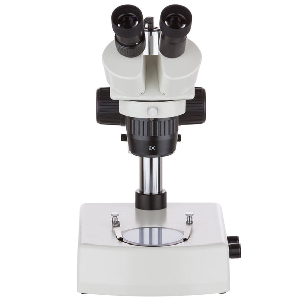 AmScope 10X-30X Multi-Power Pillar Stand Stereo Microscope with Top &  Bottom LED Lights