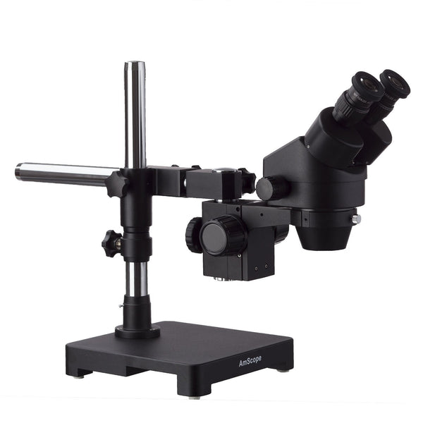 AmScope 7X-45X Black Stereo Zoom Microscope with Single Arm