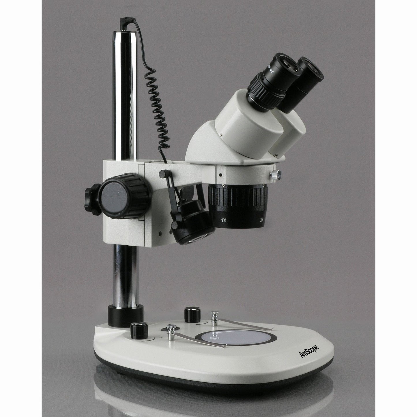AmScope 20X-40X Super Widefield Pillar Stand Stereo Microscope with Top & Bottom LED Lights