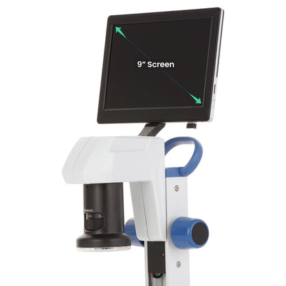AmScope DM745-HDM9-3MP Digital Microscope for Industrial Inspection with 4.5X Magnification Zoom on Track Stand with 9" Screen