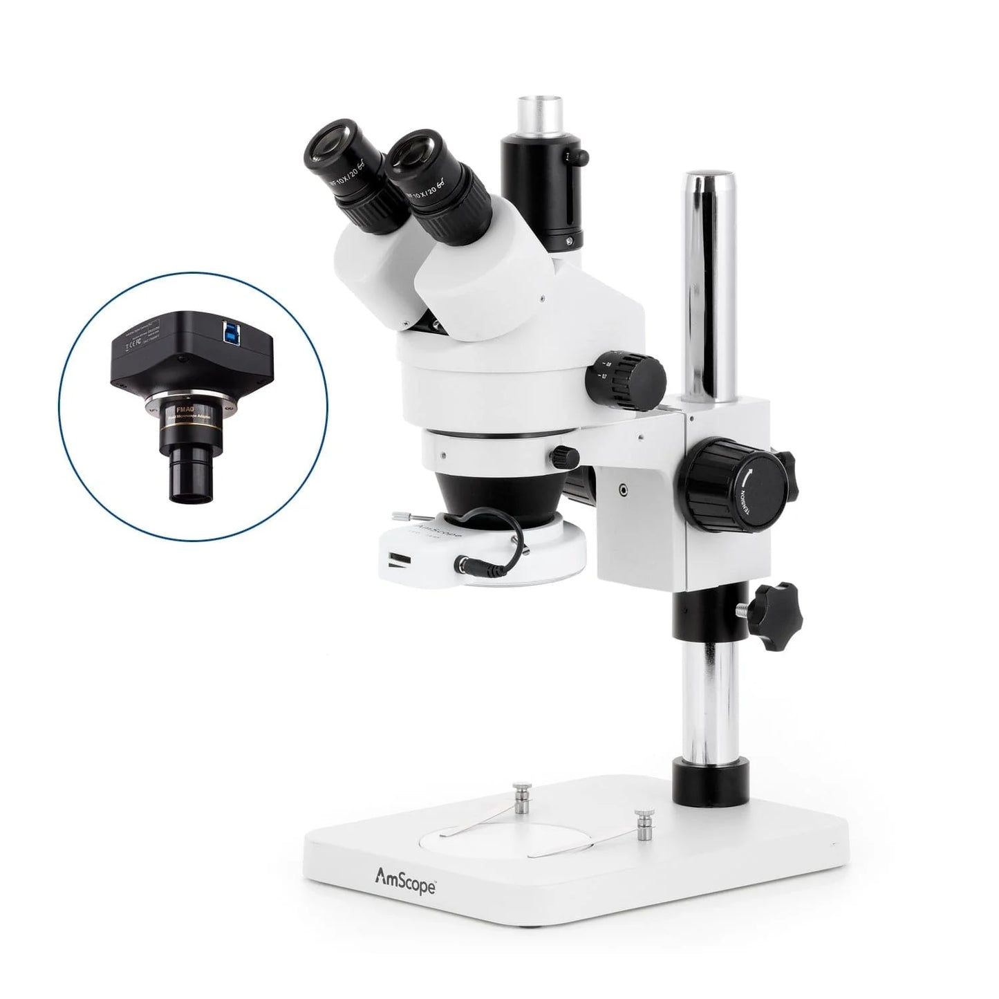 AmScope 3.5X-90X Surface Inspection 144-LED Zoom Stereo Microscope + 10MP USB3.0 Digital Camera