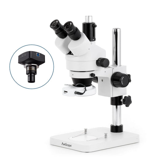 AmScope 3.5X-90X Surface Inspection 144-LED Zoom Stereo Microscope + 10MP USB3.0 Digital Camera