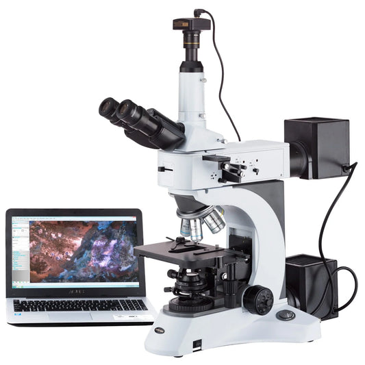 AmScope 50X-2500X Darkfield Polarizing Metallurgical Microscope + 10MP Digital Camera
