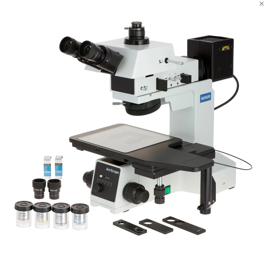 AmScope 50X-1250X Polarizing Darkfield Metallurgical Microscope with 3MP Camera