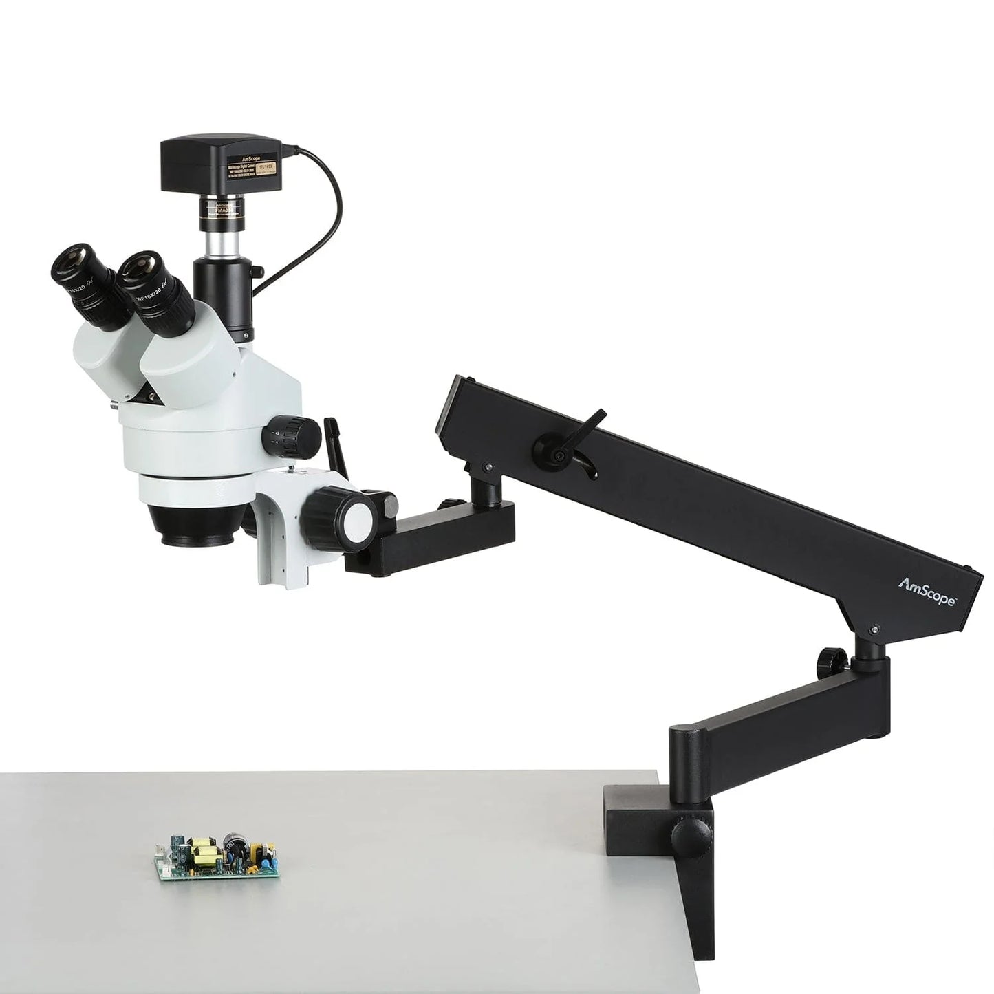 Amscope 3.5X-90X Articulating Zoom Microscope w Fluorescent Light + 1.3MP Digital Camera
