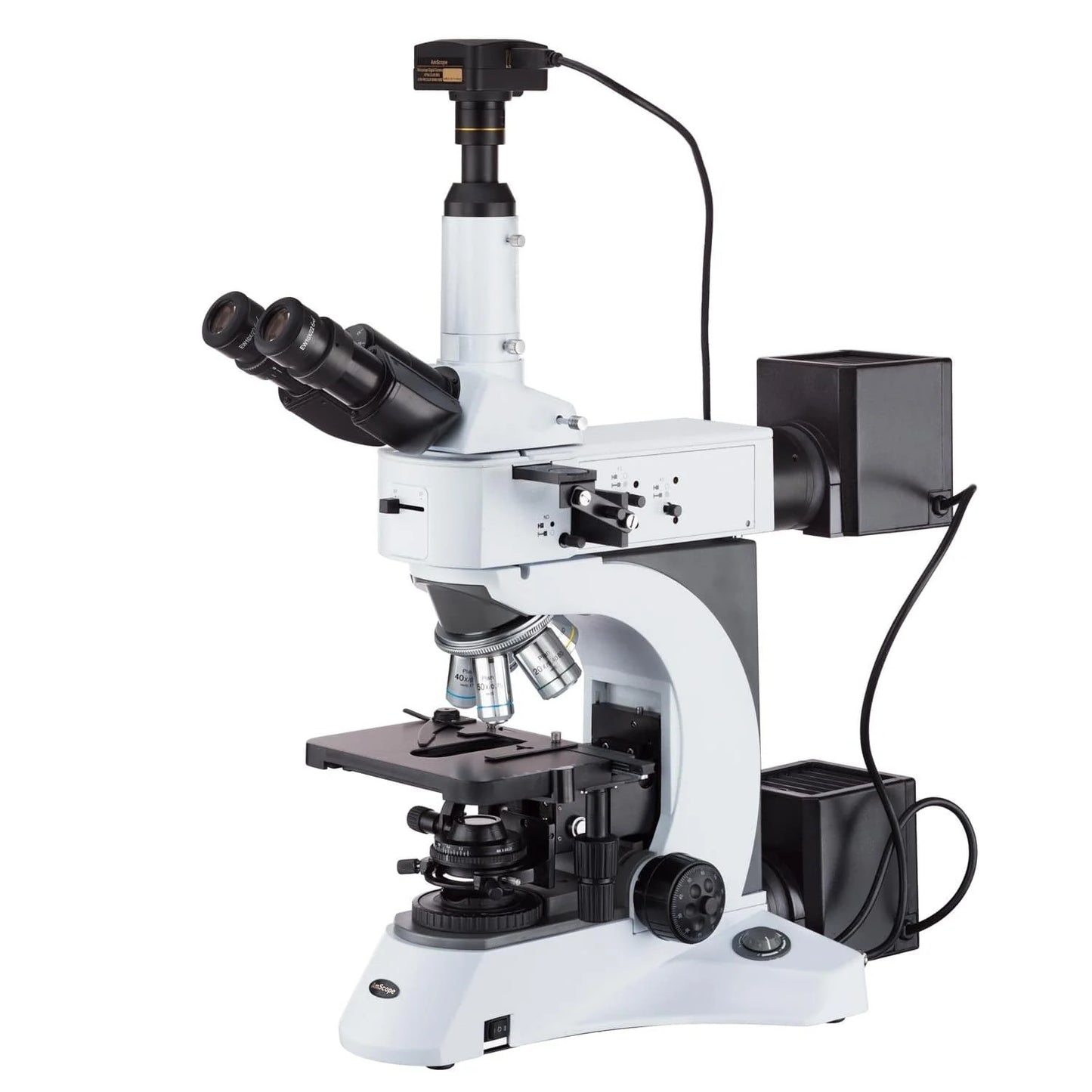 AmScope 50X-2500X Darkfield Polarizing Metallurgical Microscope + 14MP Camera