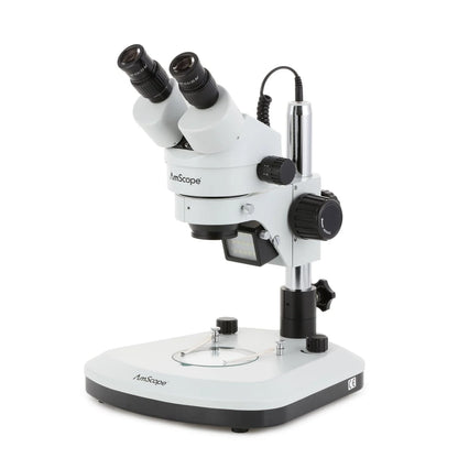 AmScope Stereo Zoom Microscope 7X-45X Magnification on LED Pillar Stand