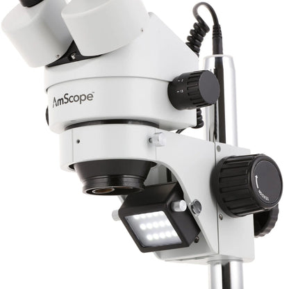 AmScope Stereo Zoom Microscope 7X-45X Magnification on LED Pillar Stand