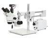 3.5X-90X Zoom Stereo Trinocular Microscope on Dual-Arm Boom Stand with Dual-Fiber-optic LED Illuminator + 18MP USB3.0 Camera