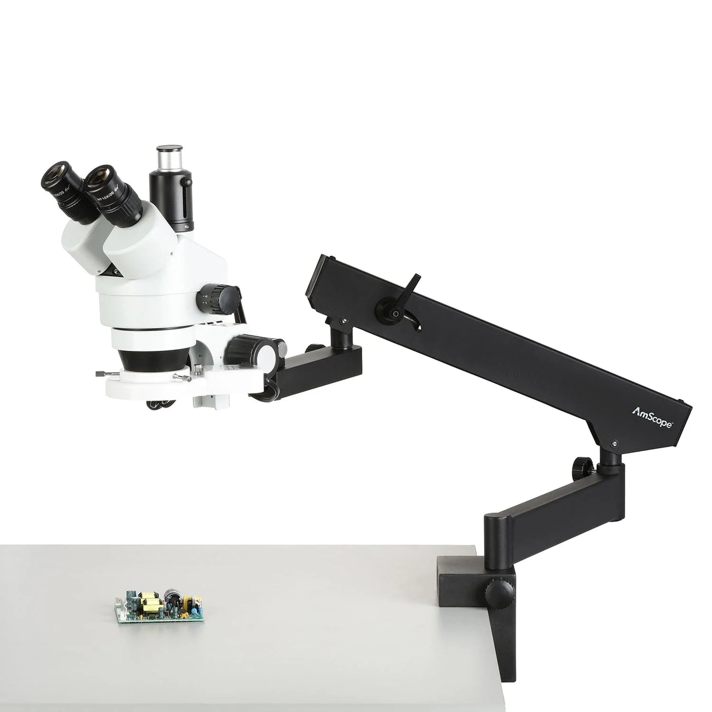 Amscope 7X-45X Trinocular Articulating Zoom Microscope + Ring Light