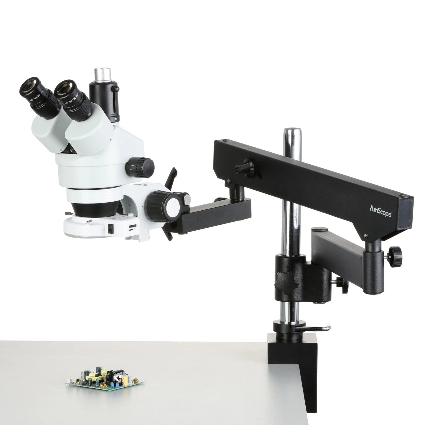 Amscope 3.5X-225X Simul-Focal 144-LED Articulating Zoom Stereo Microscope + 5MP Camera