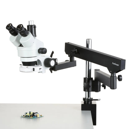 Amscope 3.5X-225X Simul-Focal 144-LED Articulating Zoom Stereo Microscope + 5MP Camera