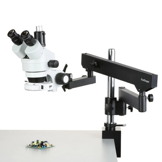 Amscope 3.5X-225X Simul-Focal 144-LED Articulating Zoom Stereo Microscope + 5MP Camera