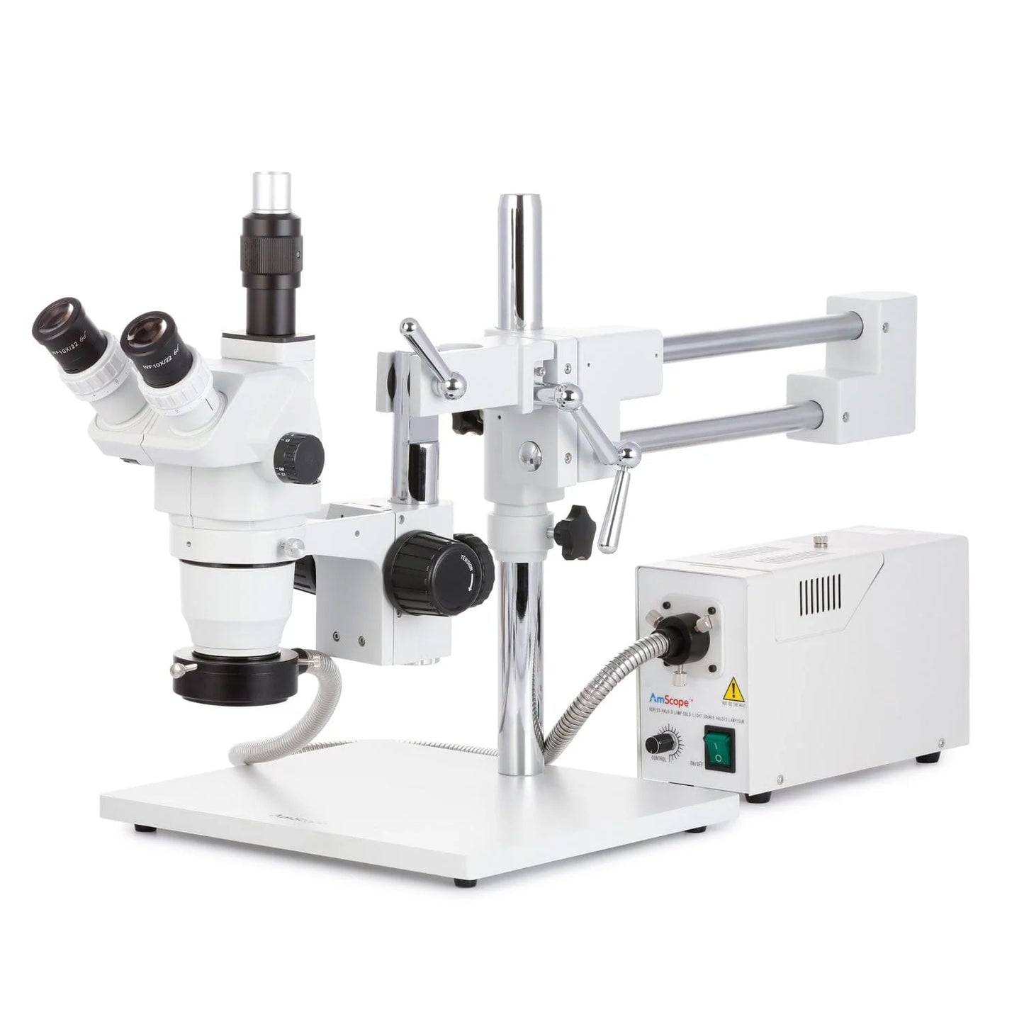 AmScope 2x-225x Trinocular Boom Stand Stereo Zoom Microscope