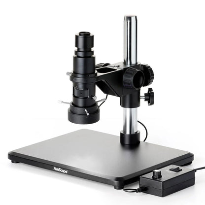 AmScope H800 Series Zoom Inspection Monocular Stereo Microscope 0.7X-5X Magnification on Table Stand with 96-LED Ring Light