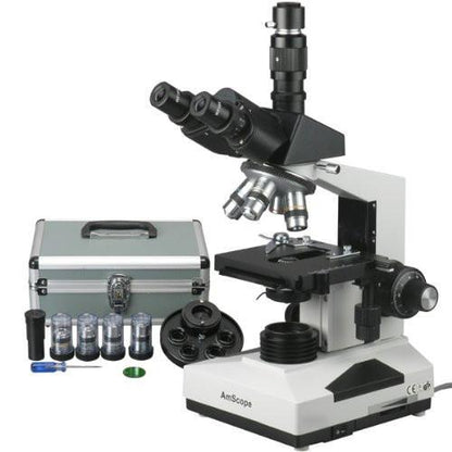 Microscopio Veterinario AmScope T390A-PCS – Trinoculare 40X-1600X A Contrasto Di Fase