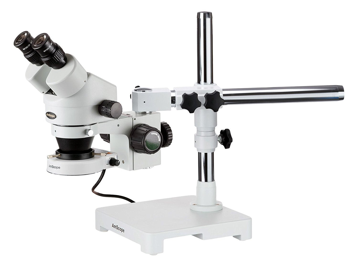 AmScope 3.5X-90X Stereo Zoom Microscope on Boom Stand with 80 LED Light