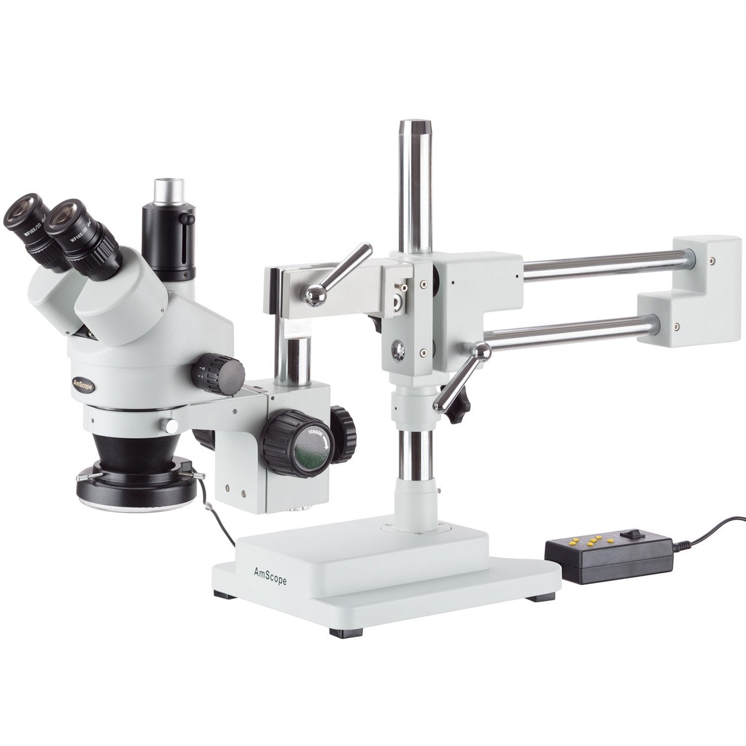 AmScope 3.5X 90X Trinocular Stereo Microscope with 4 Zone 144 LED