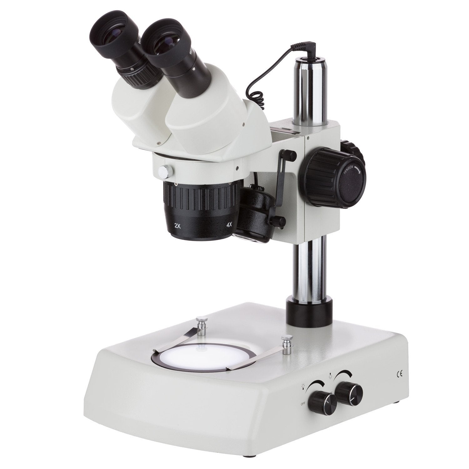 AmScope 20X-40X Super Widefield Top & Bottom LED Lights Pillar Stand S ...