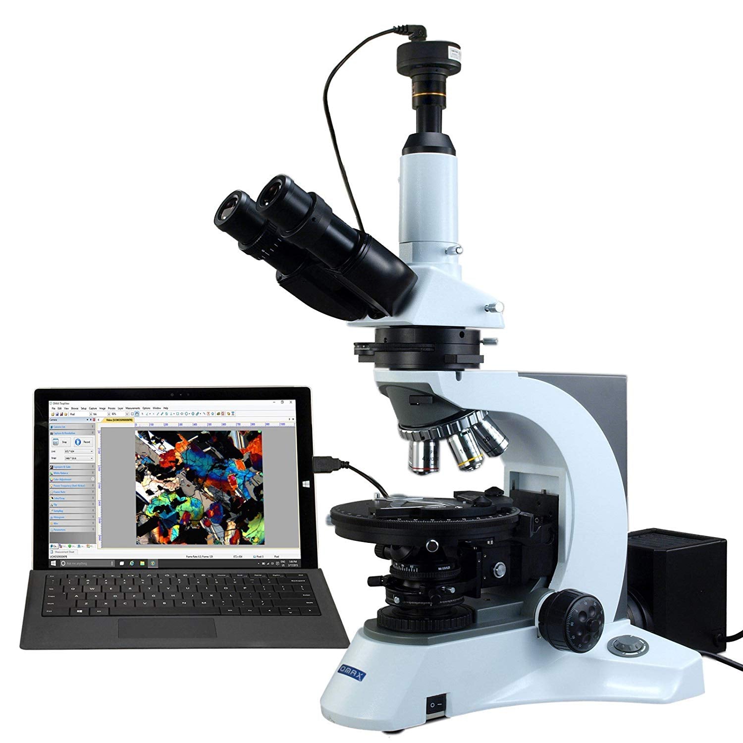 OMAX 40X-1000X PLAN Trinocular Infinity Polarizing Microscope With