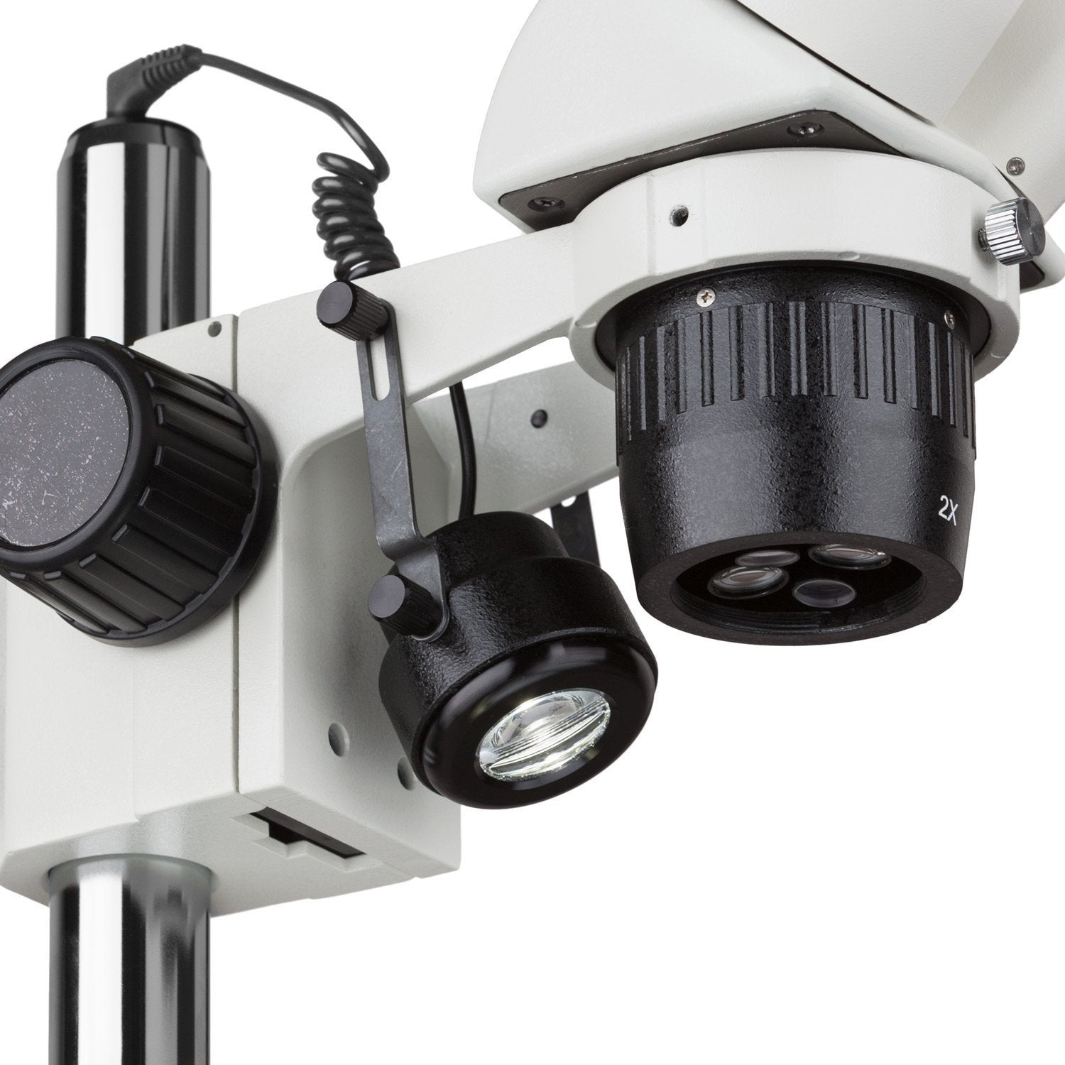 AmScope 10X-30X Multi-Power Pillar Stand Stereo Microscope with Top & Bottom LED Lights