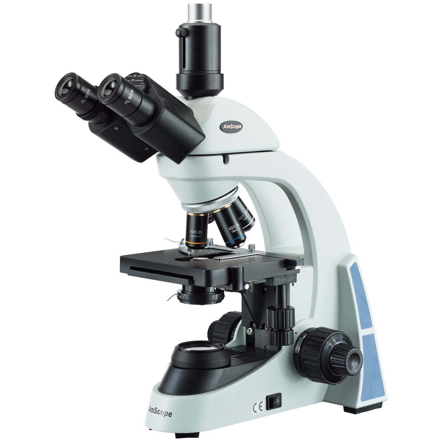 AmScope 40X-1000X LED Biological Trinocular Compound Microscope ...