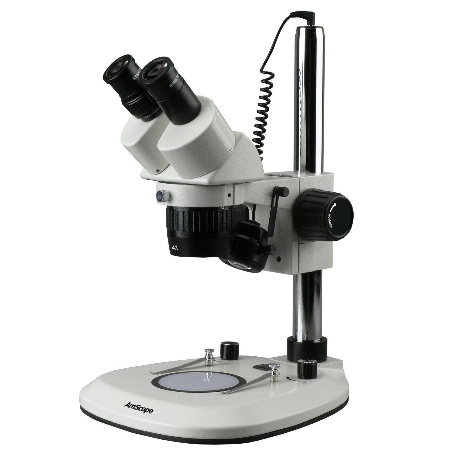 AmScope 20X-40X Super Widefield Pillar Stand Stereo Microscope with Top & Bottom LED Lights
