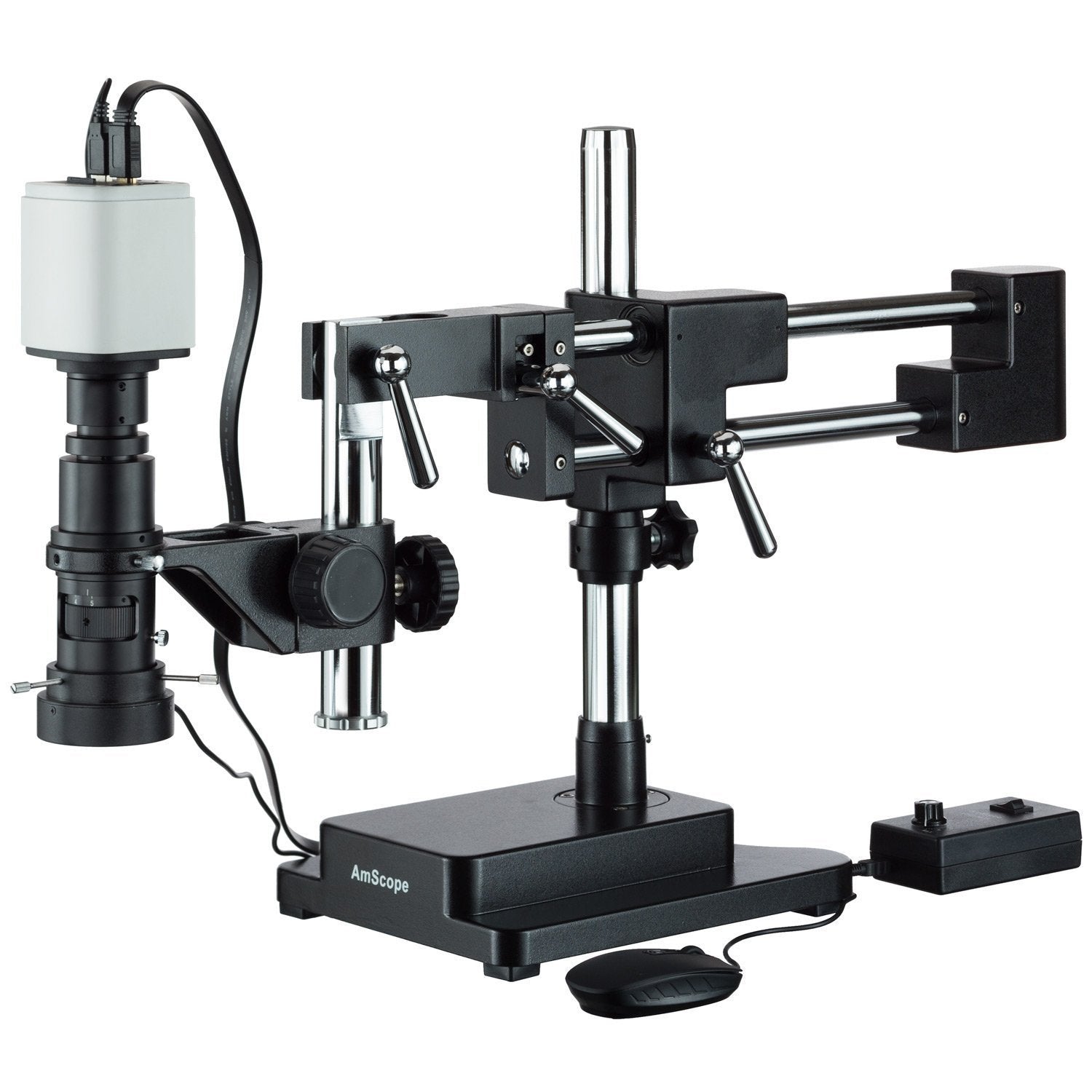 Industrial Inspection Zoom Monocular Microscope with Double Arm Stand ...