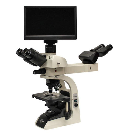 Accu-Scope 3012 Dual Head Teaching Microscope w/ HD Digital Camera & Screen