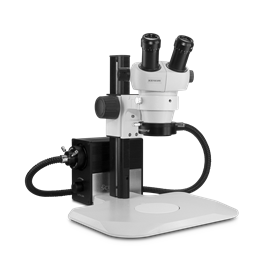 Scienscope ELZ-PK2-AN Mini Stereo Zoom Binocular Microscope - On ErgoTrack Stand with LED Annular Ring Light