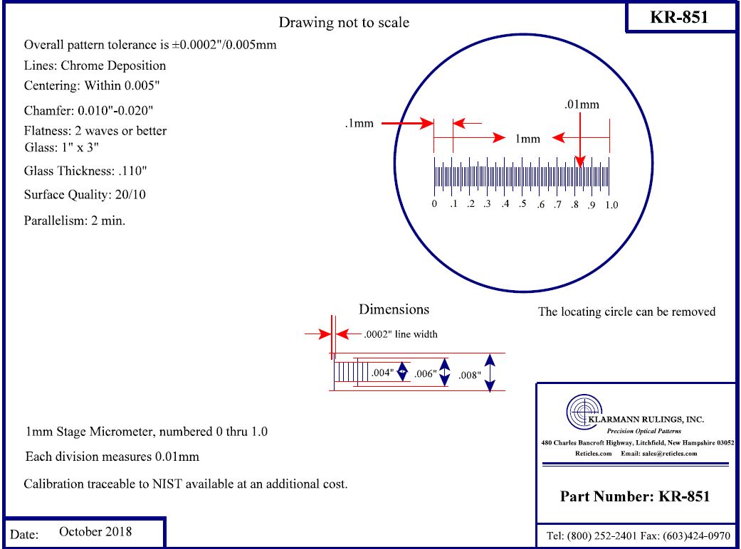 NIST Traceable Stage Micrometer 1mm/100 Divisions – Microscope Central
