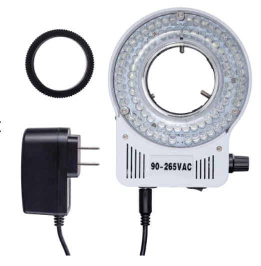 80 LED Compact Ring Light with Built-in Dimmer for Stereo Microscopes