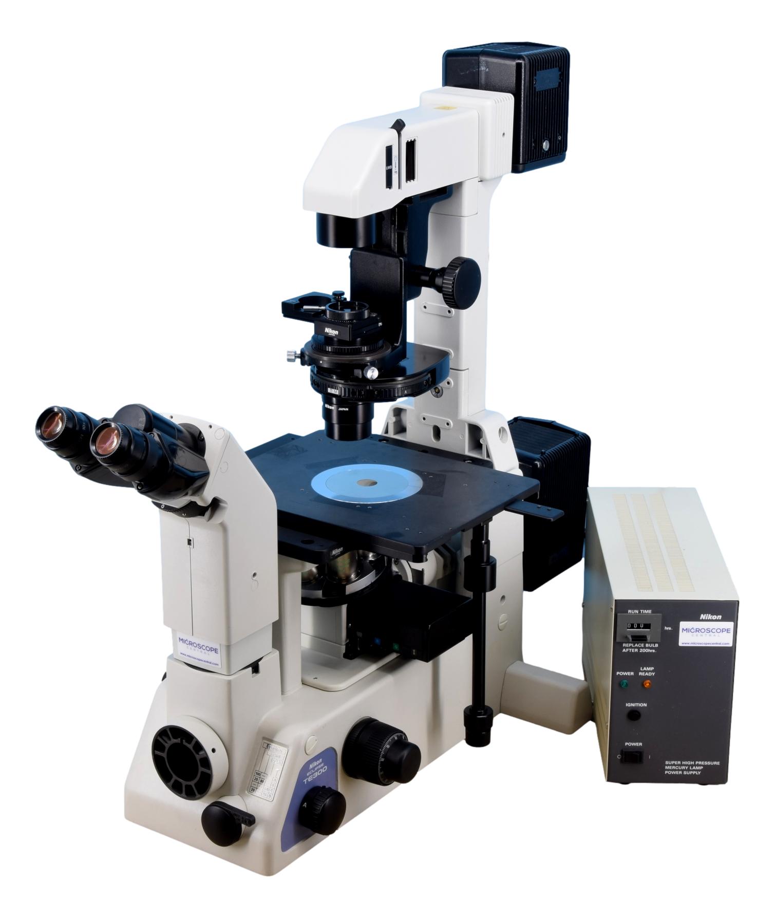 Nikon TE300 Inverted Phase Contrast DIC Fluorescence Microscope ...