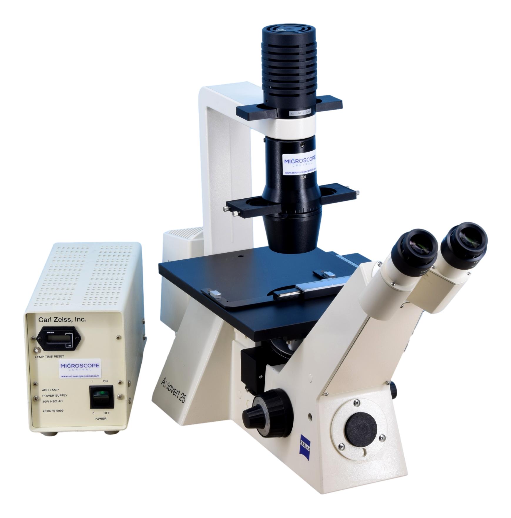 Zeiss Axiovert 25 Inverted Phase Contrast Fluorescence Microscope ...