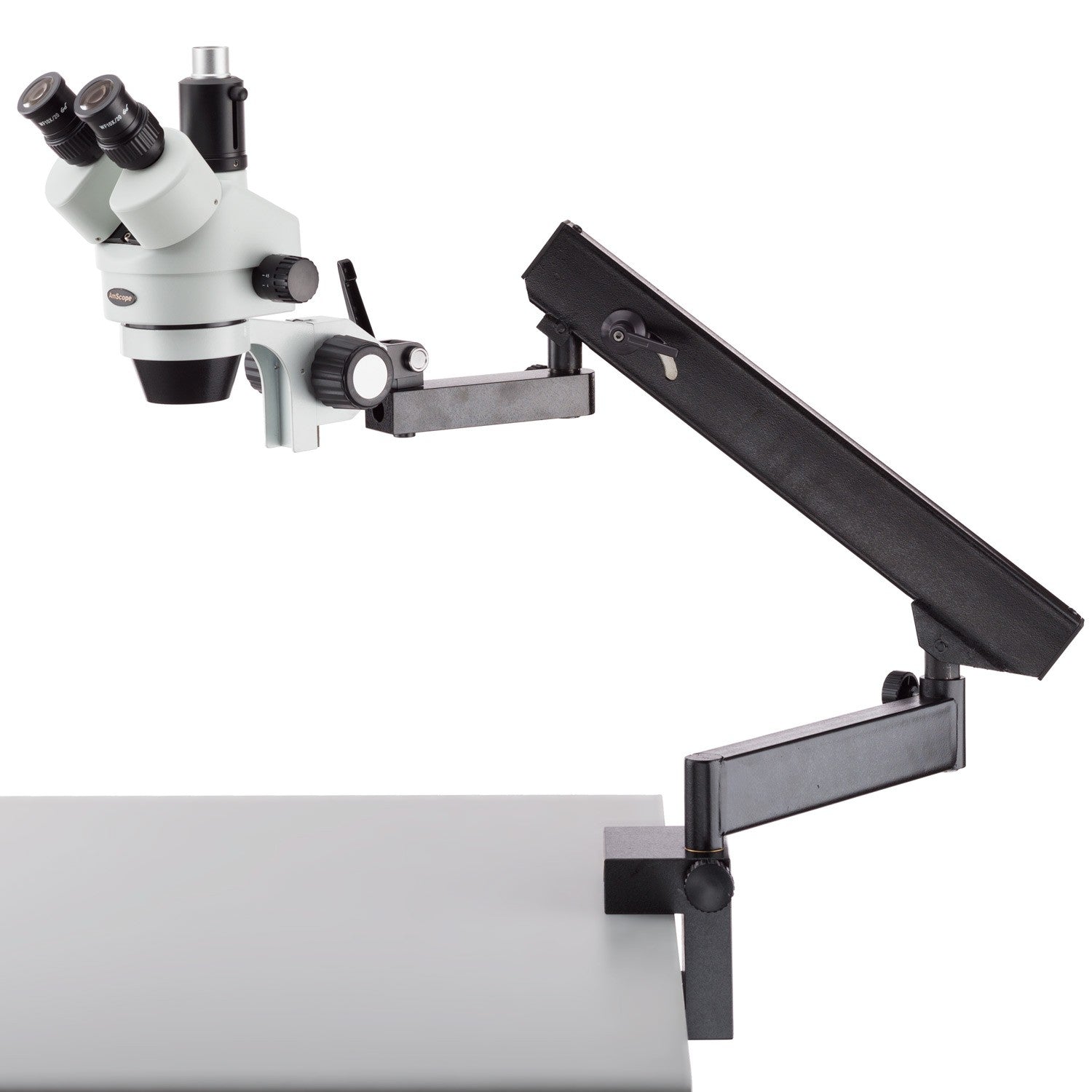 Amscope 7X-45X Trinocular Articulating Zoom Microscope with Clamp ...