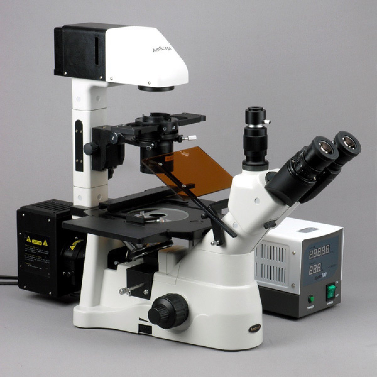 AmScope 40X-900X Phase Contrast Fluorescence Inverted Microscope - IN480TA-FL
