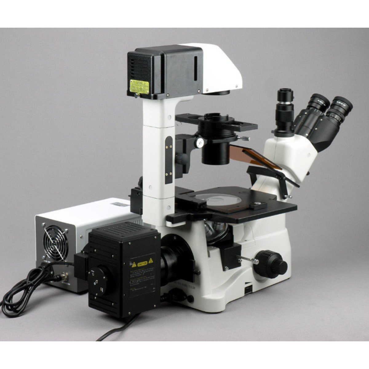 AmScope 1500X Phase Contrast Inverted Fluorescence Microscope + Fluo C ...