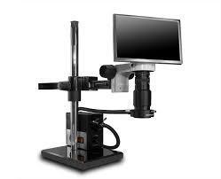 Scienscope MAC2-PK5-AN HD Macro Zoom Video System -  Camera & Monitor with Annular Ring Light on Gliding Arm Boom Stand
