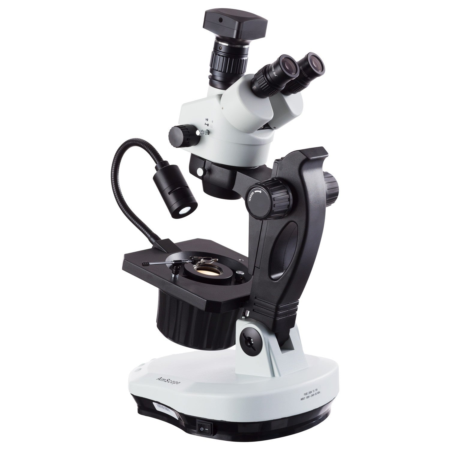 AmScope 7X-45X Advanced Stereo Gemology Microscope with LED Top-light ...