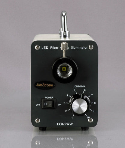 .20W LED Fiber Optic Dual Gooseneck Light Microscope Illuminator