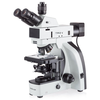 AmScope 50X-500X Metallurgical Microscope with Enhanced Optics and Dual Illumination + 9MP Global Shutter Camera