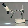 AmScope 5X-10X-15X-20X Stereo Binocular Microscope Boom + Gooseneck LED Light