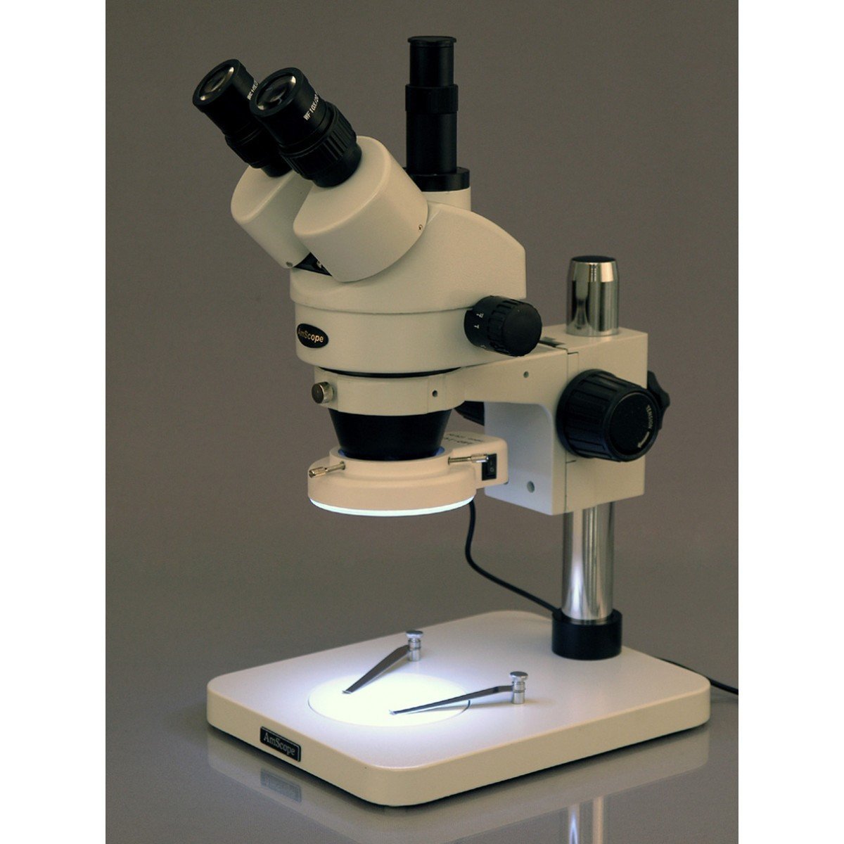 Microscope 144 Led AmScope 3.5X-90X Surface Inspection 144-LED Zoom Stereo Microscope + 1 ...