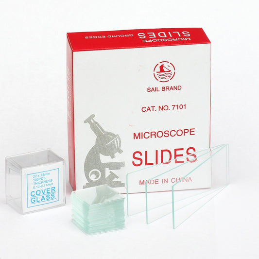 Blank Microscope Slides 50 Pcs. 1" x 3" Ground Edges & Cover Slips - Microscope Central
