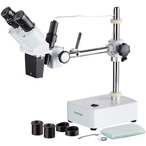 AmScope 5X-10X Binocular Boom Arm Stereo Microscope + Light