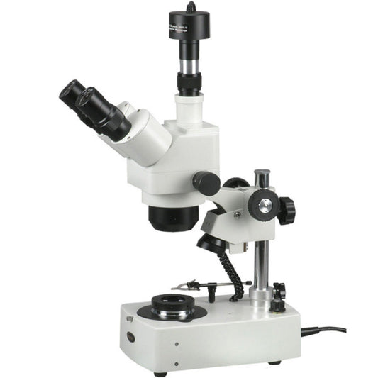 AmScope 10X-60X Darkfield Jewelry Gem Microscope + 3MP Camera